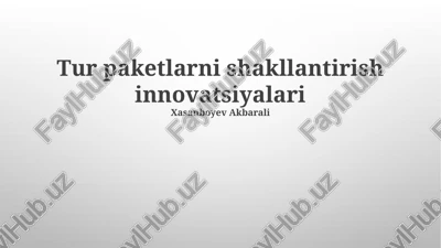 tur paketlarni shakllantirish innovatsiyalari — PPTX