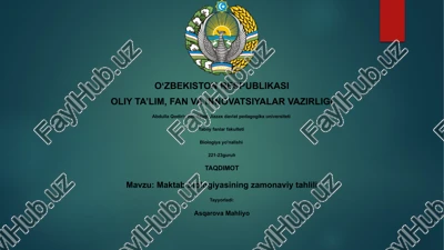 maktab biologiyasining zamonaviy tahlili — PPTX