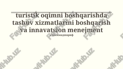 turistik oqimni boshqarish — PPTX
