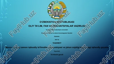 hozirgi zamon iqtisodiy ta'limotlari evolyutsiyasi va jahon xojaligi togrisidagi iqtisodiy goyalar — PPTX