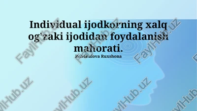 folklordan foydalanishning ahamiyati — PPTX