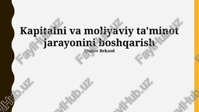 kapitalni va moliyaviy ta'minot jarayonini boshqarish — PPTX