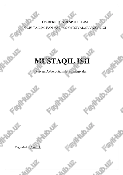 ma'lumotlar bazasi tizimlari — DOCX