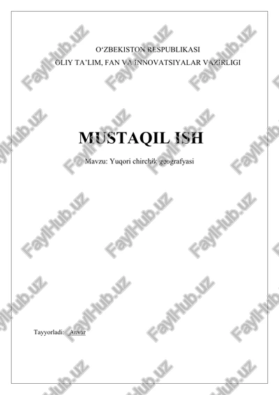yuqori chirchik geografyasi — DOCX