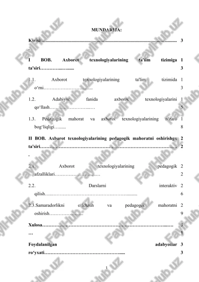 axborot texnologiyalarining ta'lim tizimi — DOCX