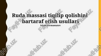 ruda massasi tiqilip qolishini bartaraf etish usullari — PPTX