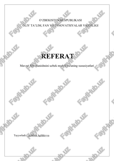 oʻzbekiston taraqqiyot modeli — DOCX