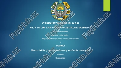 milliy gʻoya va mafkuraviy xavfsizlik masalalari — PPTX