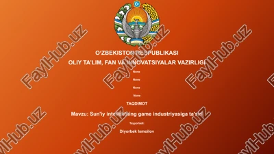 sun'iy intellektning game industriyasiga ta'siri — PPTX
