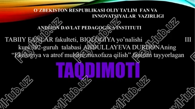 ekologiyavaatrofmuhitnimuxofazaqilish — PPTX