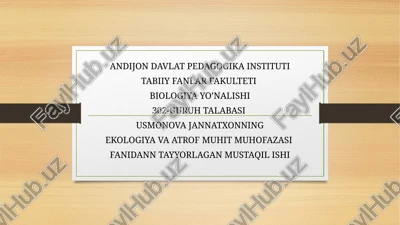 ekologiya va atrof muhitni muhofaza qilish — PPTX