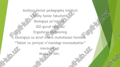 "tabiatvajamiyato’rtasidagimunosabatlar" — PPTX
