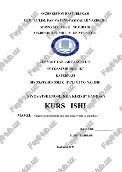 xalqaro munosabatlar haqidagi nazariyalar va qarashlar — DOCX