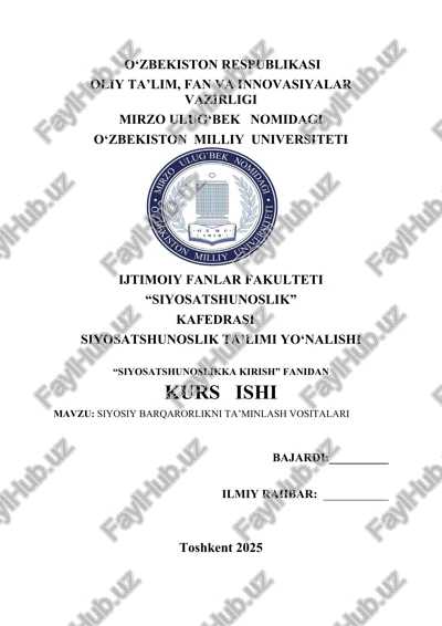 siyosiy barqarorlikni ta’minlash vositalari — DOCX
