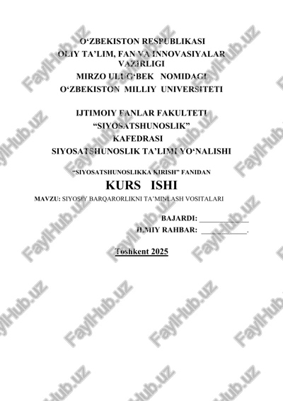 siyosiy barqarorlikni ta’minlash vositalari — DOCX