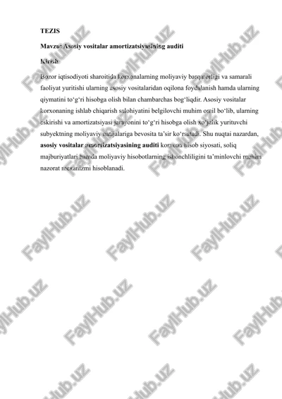 asosiy vositalar amortizatsiyasining auditi — DOCX