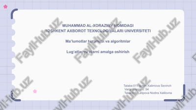 lug'atlar va ularni amalga oshirish — PPTX