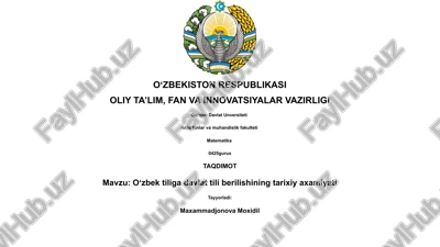 o'zbek tiliga davlat tili berilishining tarixiy axamiyati — PPTX