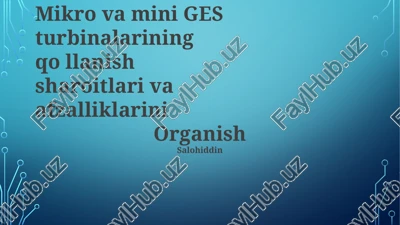 mikro va mini ges — PPTX