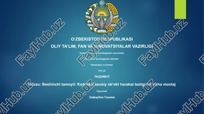 beshinchi tamoyil: kadrdagi asosiy ob’ekt harakat tezligi bo‘yicha montaj — PPTX