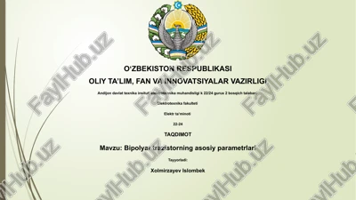 bipolyar trazistorning asosiy parametrlari — PPTX