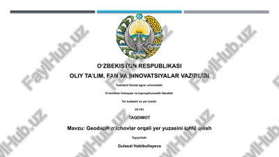 geodezik oʻlchovlar orqali yer yuzasini tahlil qilish — PPTX