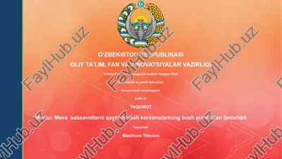 meva sabzavotlarni qayta ishlash korxonalarining bosh plani bilan tanishish — PPTX