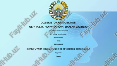 o'rmon ixoyalarini qishloq xo'jaligidagi samaradorligi — PPTX