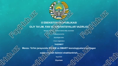ta'lim jarayonida steam va smart texnologiyalarni qo'llagan xolda o*qitish tizimini shakllantirish — PPTX