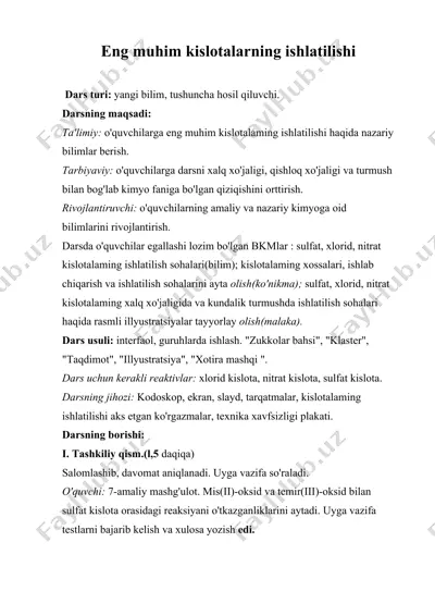 eng muhim kislotalarning ishlatilishi — DOC