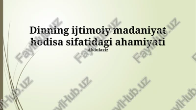 oshxonaning ijtimoiy-madaniy hodisa sifatidagi ahamiyati — PPTX