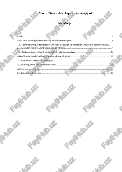 titan ishlab chiqarish texnologiyasi — DOCX
