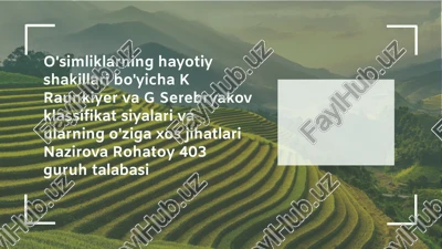 k raunkiyer va g serebryakov klassifikatsiyasi — PPTX