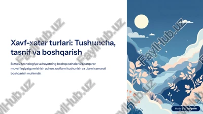 xavf-xatar turlari: tushuncha, tasnif va boshqarish — PDF
