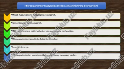 mikrobhujayralarini metabolizmini boshqarish — PPTX
