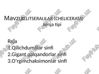 xelitseralilar (chelicerata) — PPTX