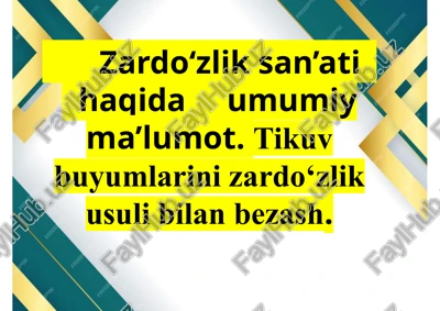 zardo‘zlik san’ati tarixi — PPTX