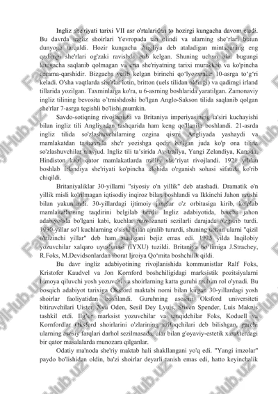 ingliz she'riyati tarixi — DOCX