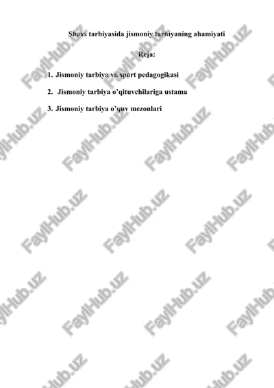 jismoniy tarbiya va sport pedagogikasi — DOCX