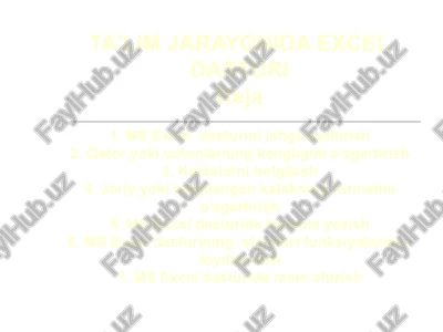 microsoft excel dasturi — PPT