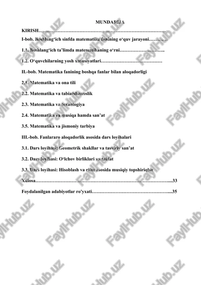 matematika fanining o‘quv jarayoni — DOCX