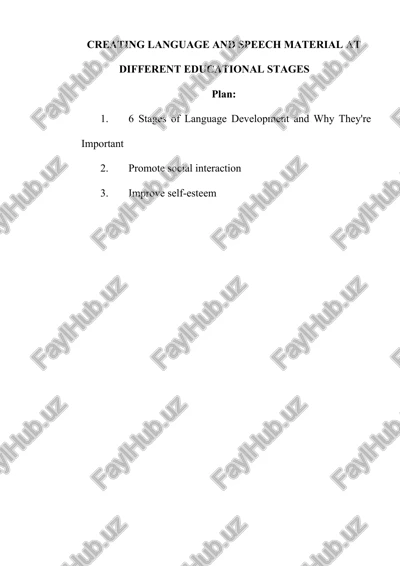 creating language and speech material at different educational stages — DOCX