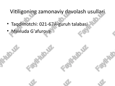 vitiligoning zamonaviy davolash usullari — PPTX