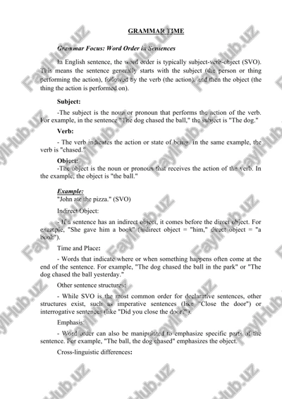 word order in sentences — DOCX