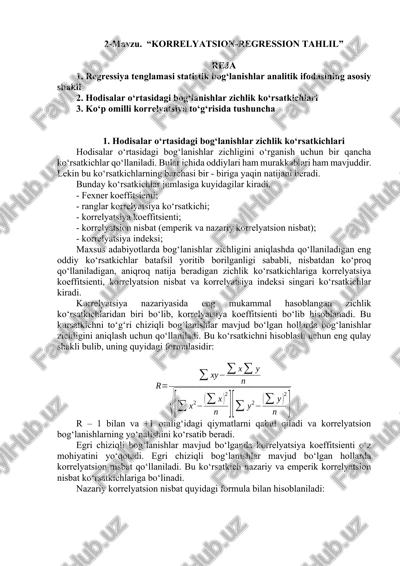 korrelyatsion-regression tahlil — DOCX