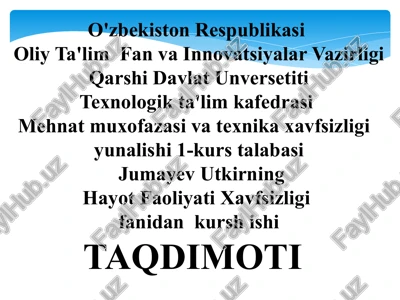 mehmatmuxofazasivatexnikaxavfsizligi yunalishi1-kurstalabasi — PPTX