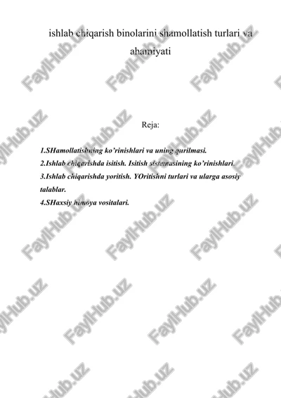 shamollatishning ko’rinishlari va uning qurilmasi — DOC