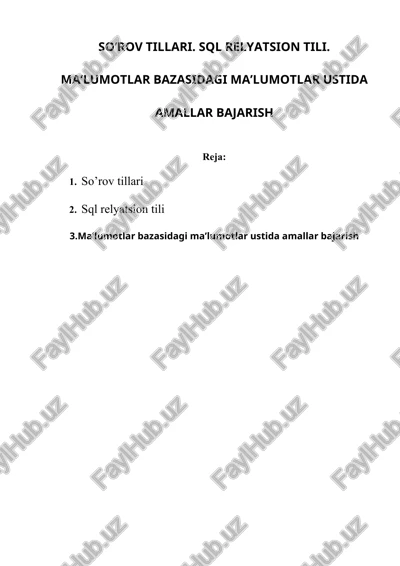 so’rov tillari, sql relyatsion tili — DOC