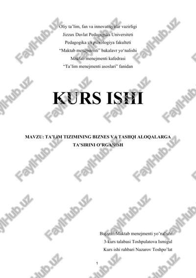 ta’lim tizimining biznes va tashqi aloqalarga ta’sirini o’rganish — DOCX
