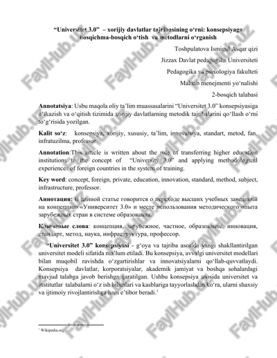 universitet 3.0 konsepsiyasi — DOCX